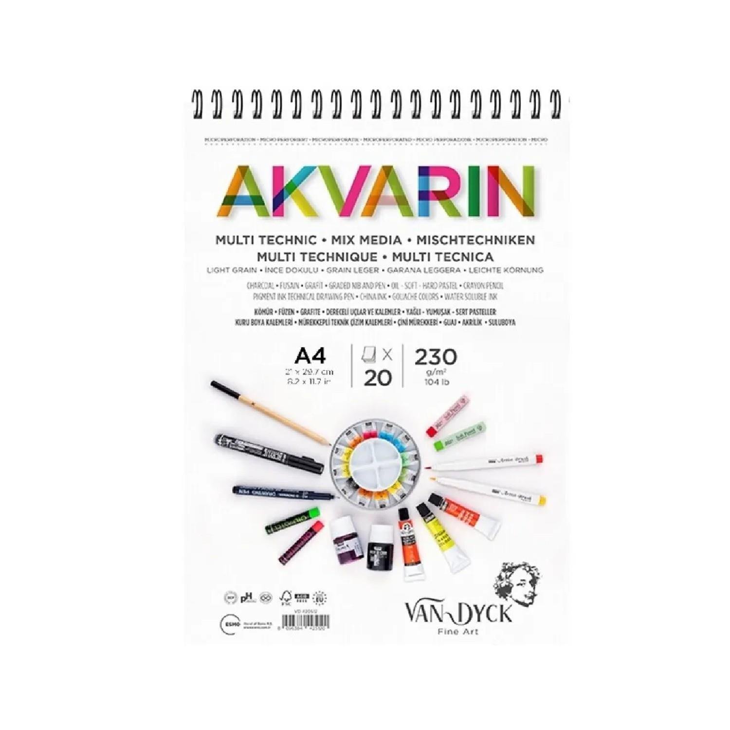 Van DyckVan Dyck Akvarin Çok Amaçlı Çizim Blok 230 gr A5 20 Yaprak 