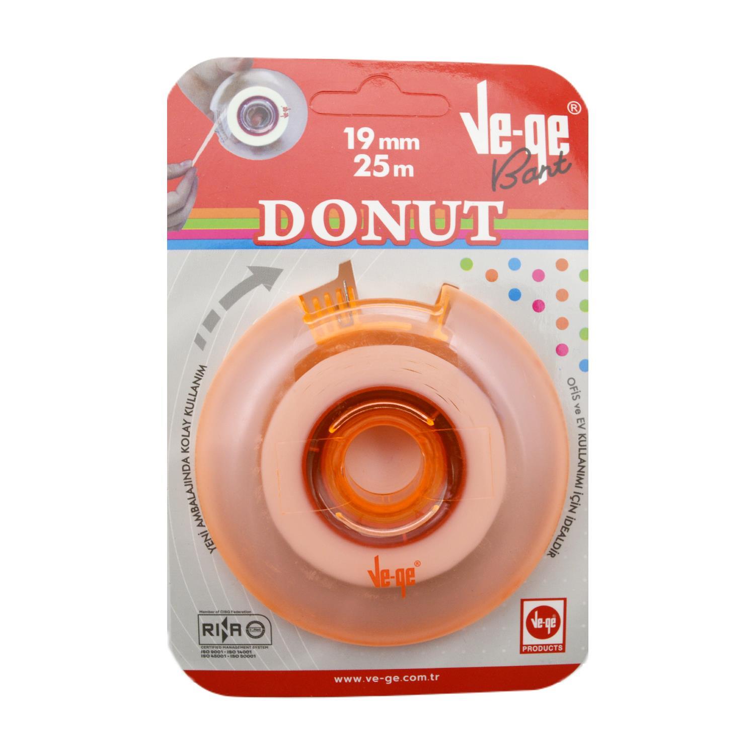 VE-GEVege Donut Soft Görünmez Bant 19x25 m Bant Kesme Makineli Turuncu