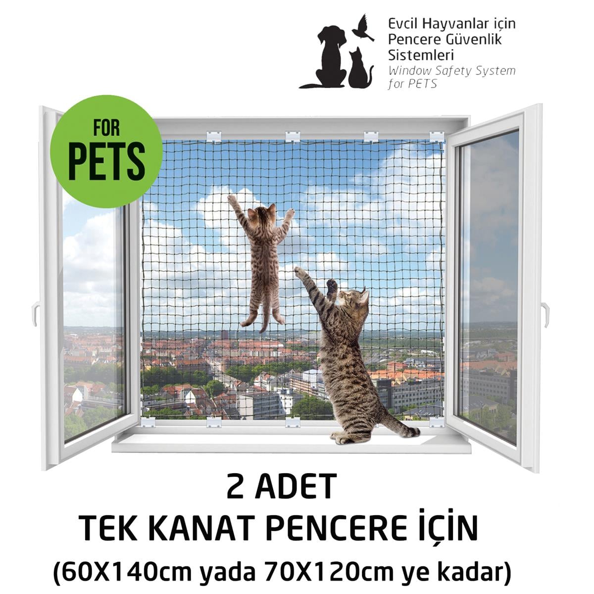 Kediler için Pencere Güvenlik Ağı, Kedi Filesi Sistemi – 2 Lİ EKONOMİK KUTU