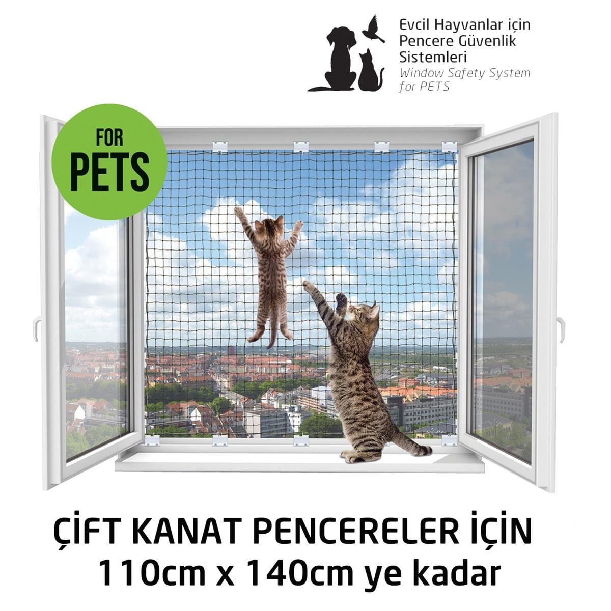 Kediler için Pencere Güvenlik Ağı, Kedi Filesi Sistemi – ÇİFT KANAT KUTU
