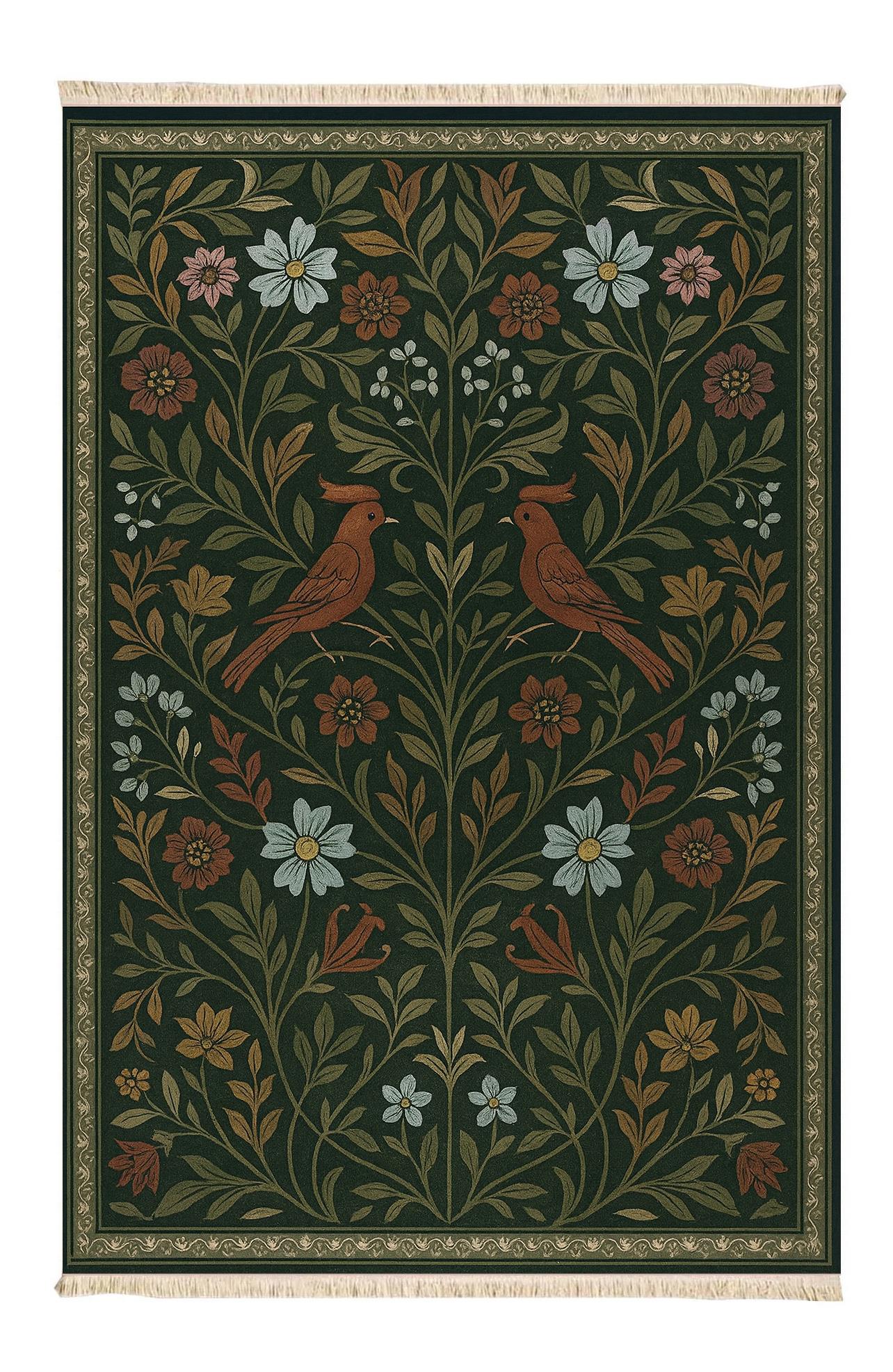Aşk Kuşları Vintage Dokuma Taban Halı 404 YNGMarkaev