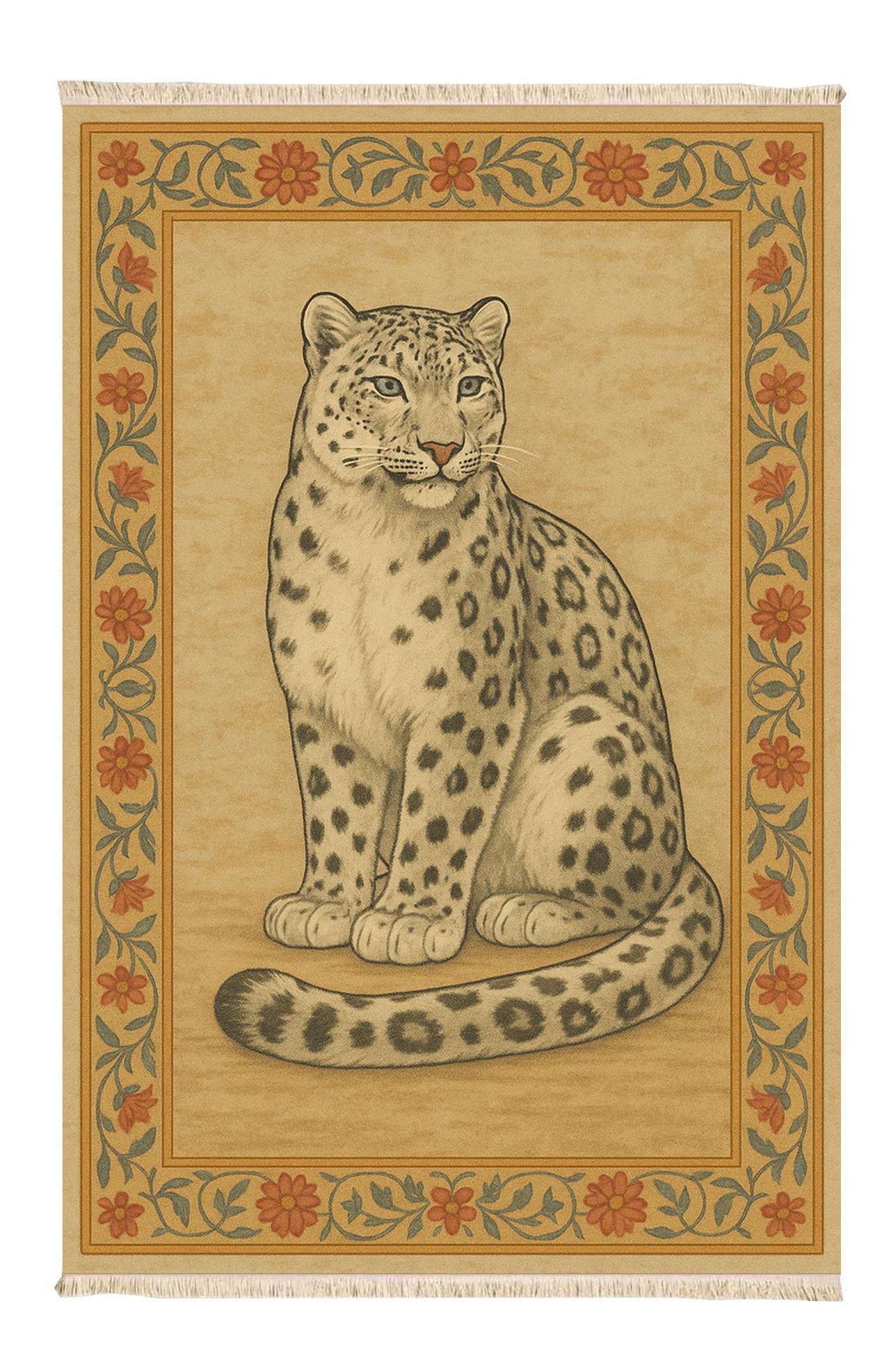 Bej Leopar Dokuma Taban Halı 491 YNGMarkaev