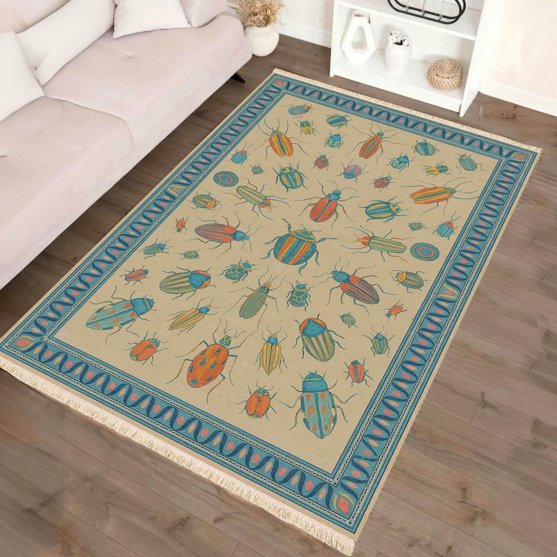 Butterfly Baskılı Dokuma Taban Halı 133 YNGMarkaev