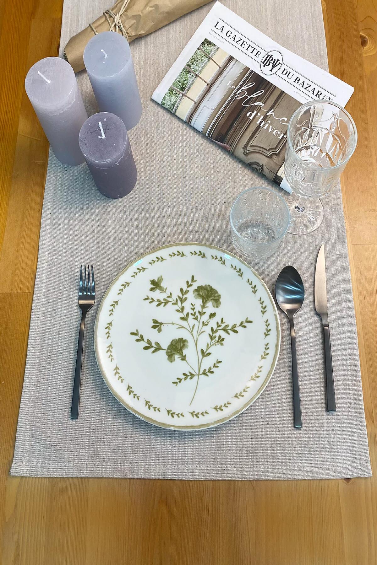 Düz Runner Bej Masa ÖrtüsüMarkaev