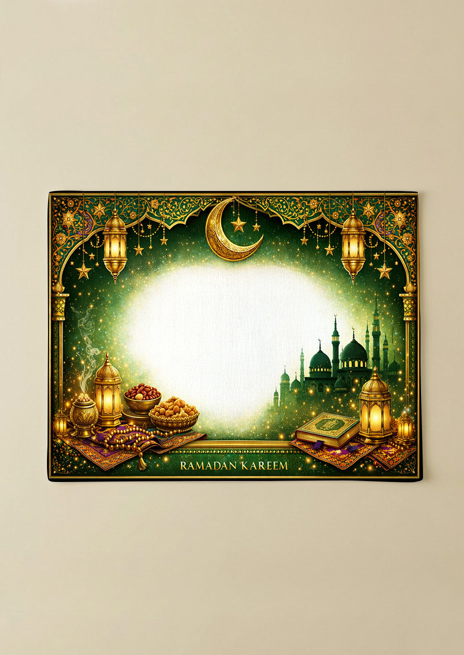 Green Ramadan Kareem Pamuklu 4'lü Amerikan Servis TakımıMarkaev