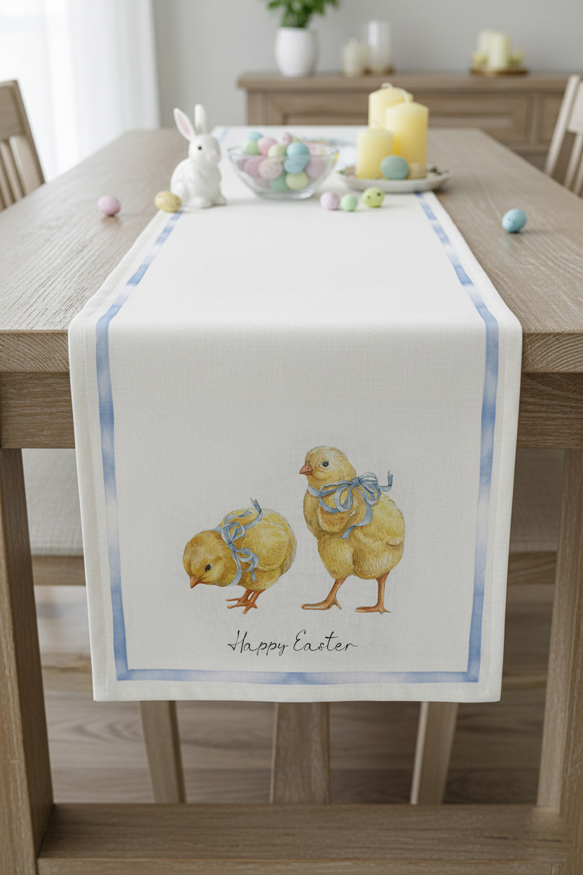Happy Easter Pamuklu Masa Runner 0106– 50x150 cmMarkaev