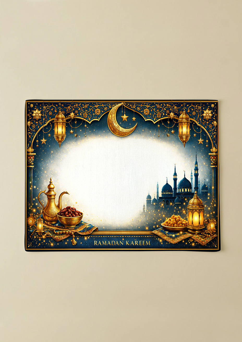 Lacivert Ramadan Kareem Pamuklu 6'lı Amerikan Servis TakımıMarkaev