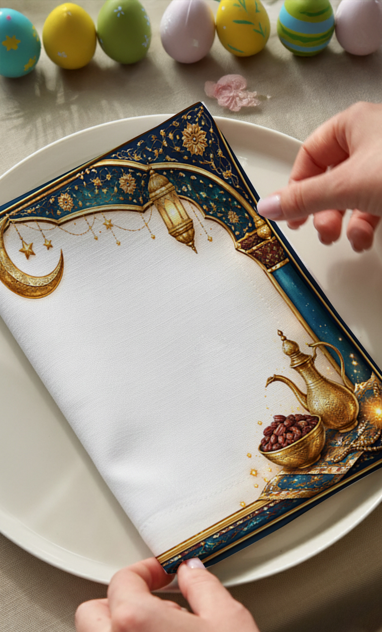 Lacivert Ramadan Pamuklu 4'lü Peçete TakımıMarkaev