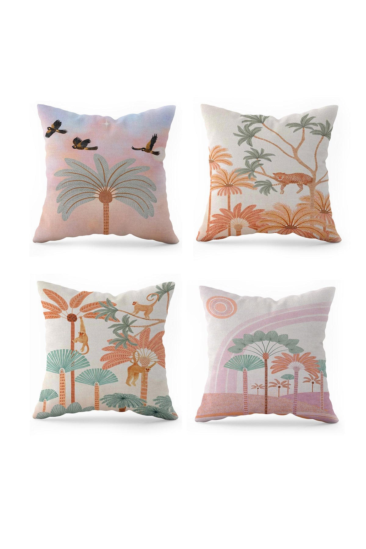 Pastel Jungle Dörtlü Kırlent Kılıfı 120Markaev