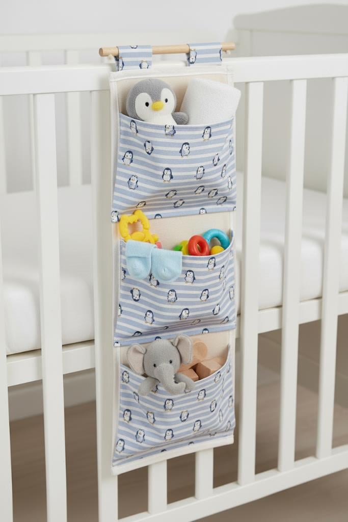 Penguen Desenli Üçlü Askılı Organizer 55x20Markaev