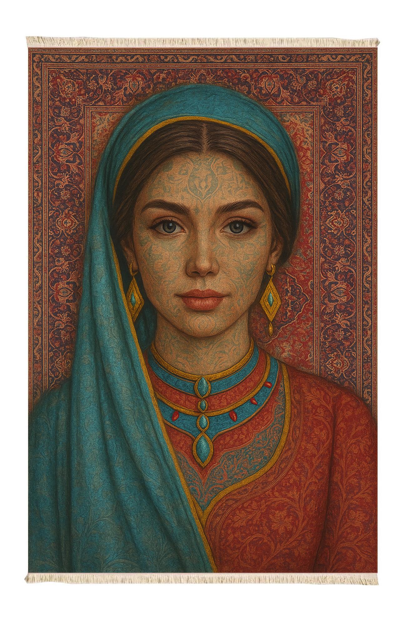 Portre Vintage Dokuma Taban Halı 414 YNGMarkaev