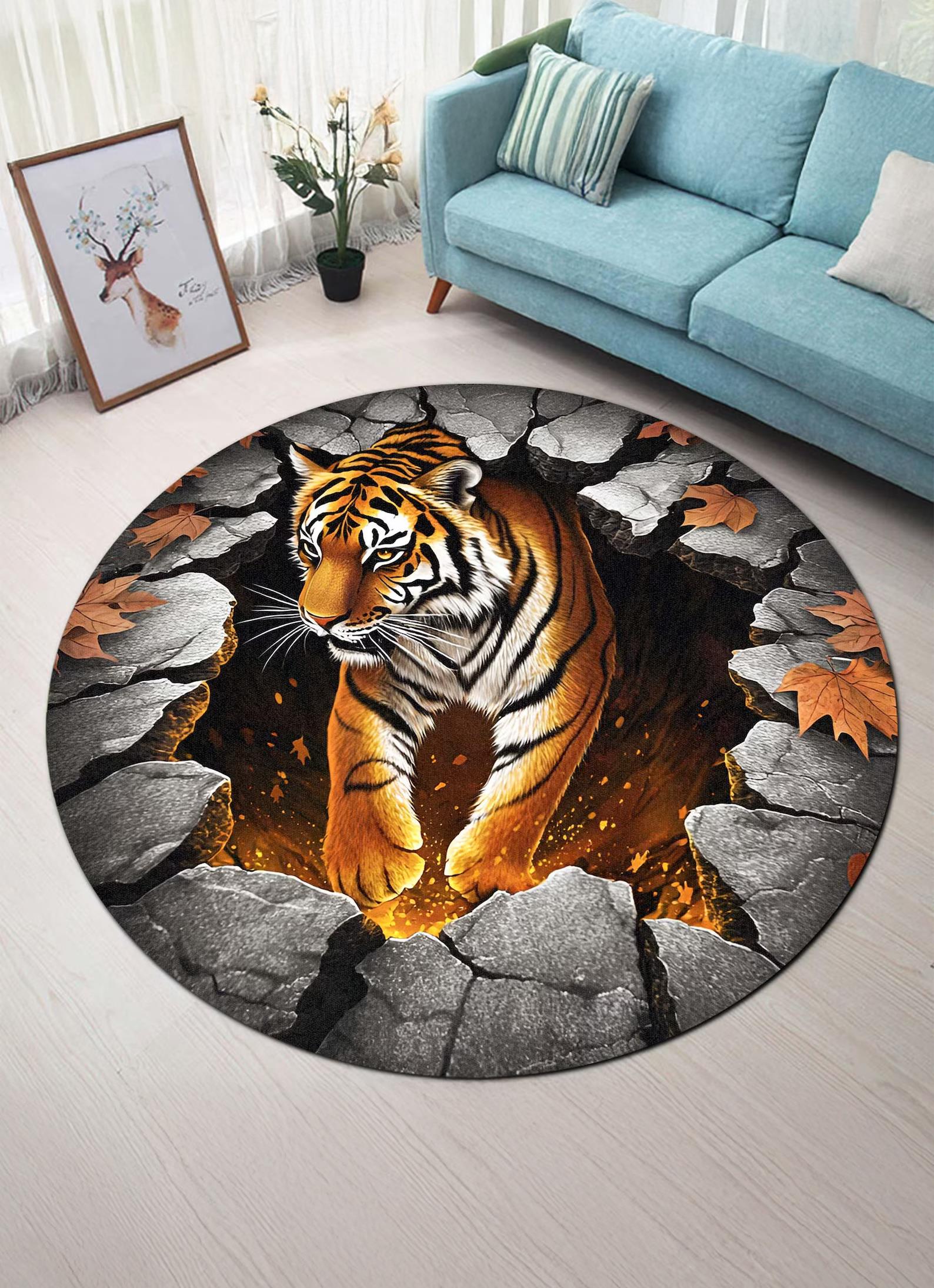 Savaşçı Kaplan Baskılı Dokuma Taban Halı 550 YNGMarkaev