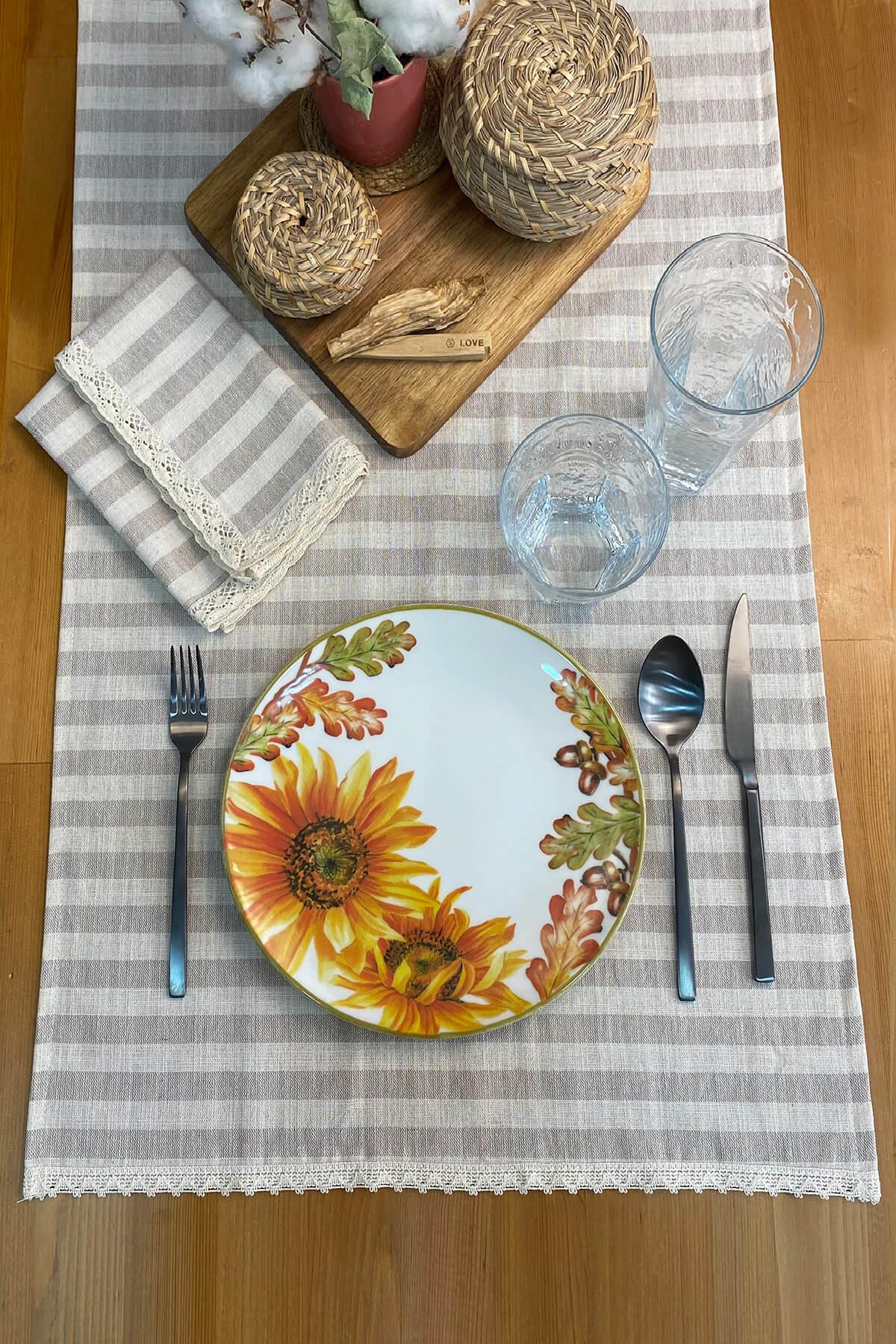 Stripe Runner Dantel Masa ÖrtüsüMarkaev