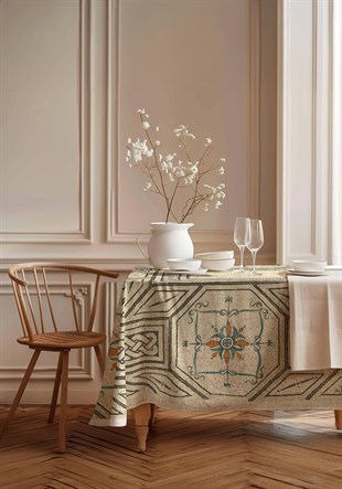 Antrasit Mozaik Pamuk Masa Örtüsü MSAORT0041