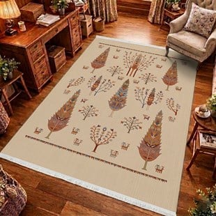 Bej Orman Dokuma Taban Halı 623 YNGMarkaev