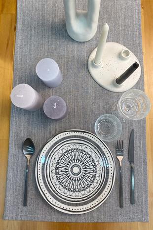 Düz Runner Gri Masa ÖrtüsüMarkaev