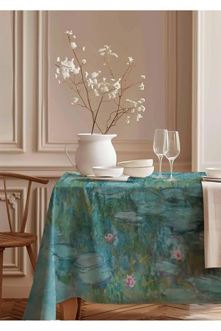 Nilüfer Bahçesi Pamuk Masa Örtüsü MSAORT0010