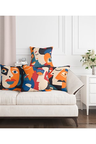 Picasso Style 4'lü Kırlent Kılıfı 933Markaev