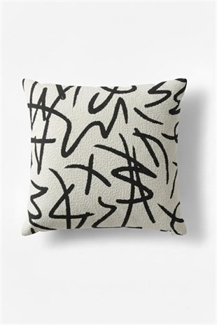 Retro Geometry Dekoratif Keten Şönil Kırlent ( İç dolgulu)