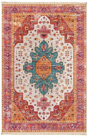 Vintage Renkli Desenli Halı Etnik Kilim Dokuma Taban Halı 326 YNG