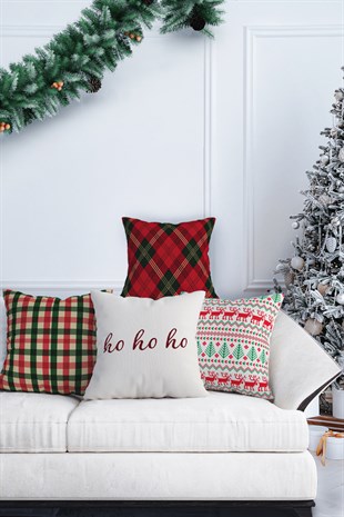 Yılbaşı Christmas Temalı 4'lü Kırlent Kılıfı 1041Markaev
