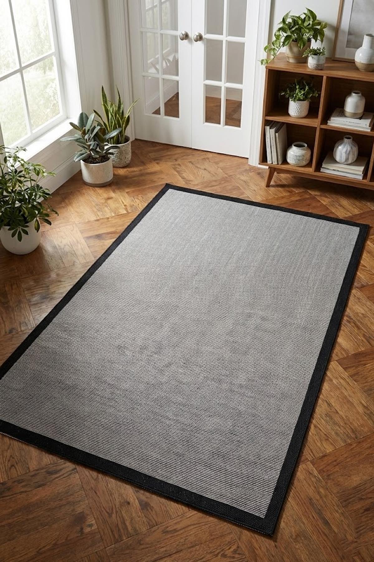 Açık Gri Renk Modern Sisal Halı 3935a Açık Gri SiyahMarkaev