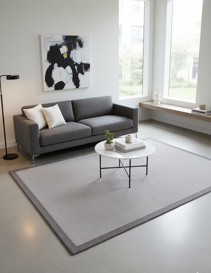 Açık Gri Renk Modern Sisal Halı 3935a Açık Gri AntrasitMarkaev