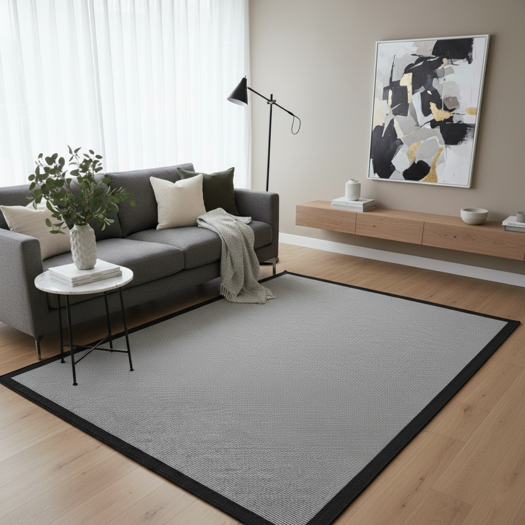 Açık Gri Renk Modern Sisal Halı 3936a Açık Gri SiyahMarkaev