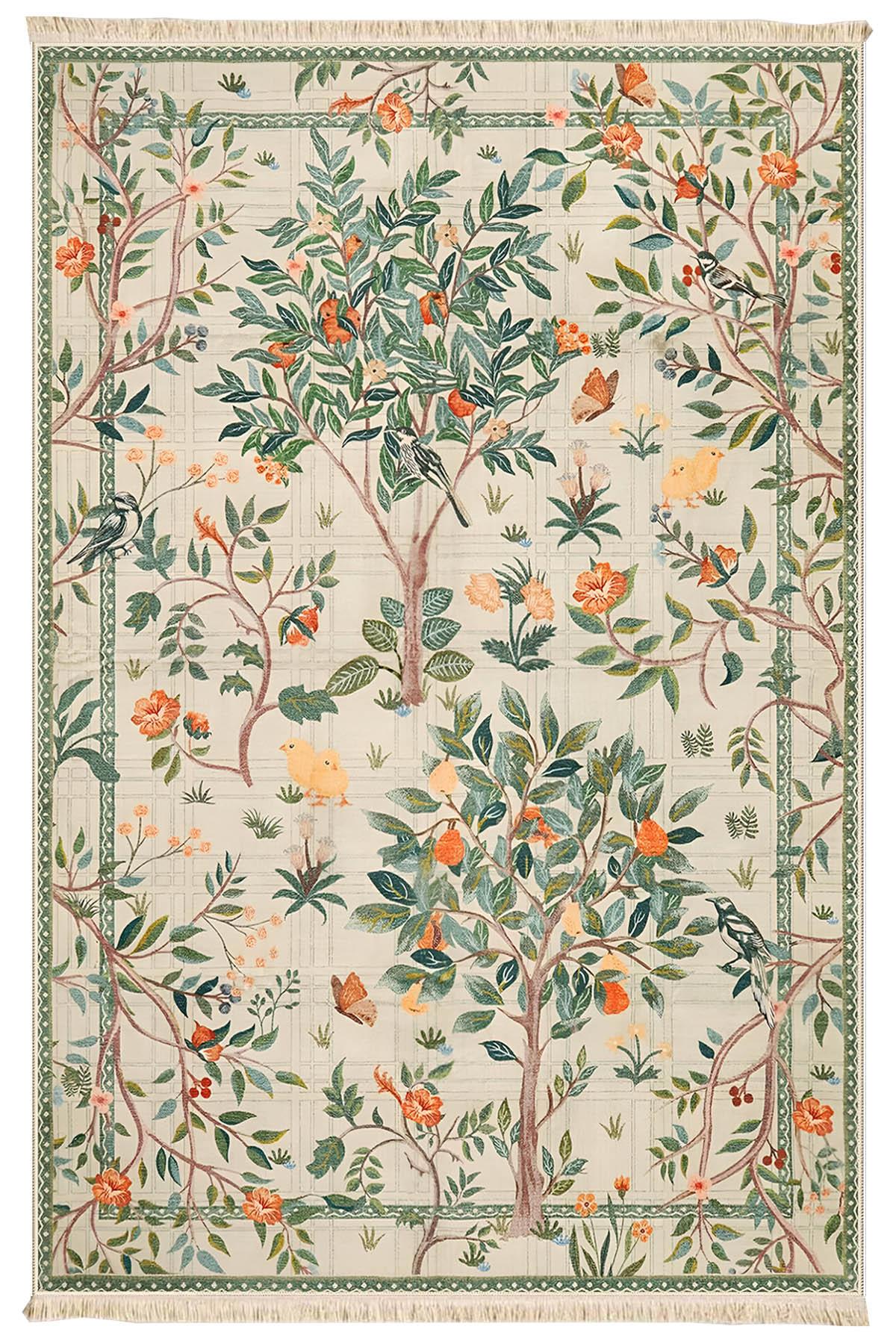 Ağaç Tema Baskılı Dokuma Taban Halı 131 YNGMarkaev