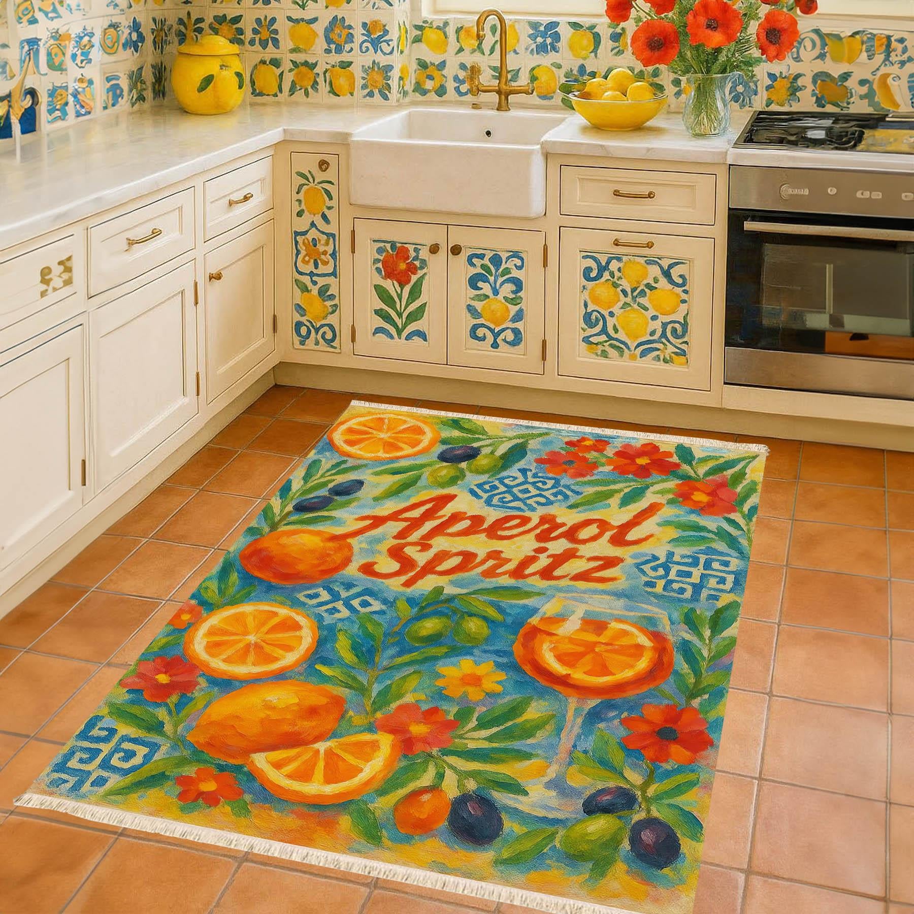 Aperol Spritz Halı Baskılı Dokuma Taban Halı 296 YNGMarkaev