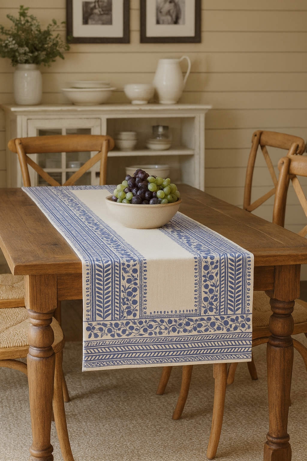 Bohem Indian Mavi Desenli Pamuklu Masa Runner – 40x140 cmMarkaev