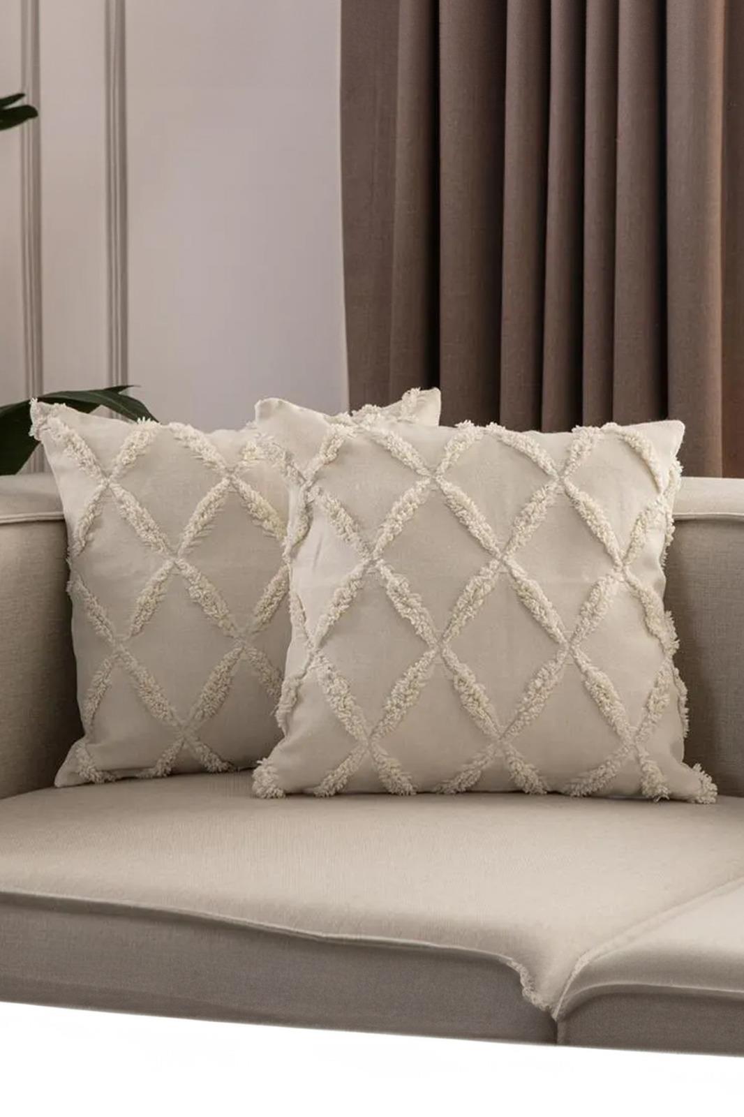 Cozy Cross Püskül Detaylı Kırlent Kılıfı 2'liMarkaev