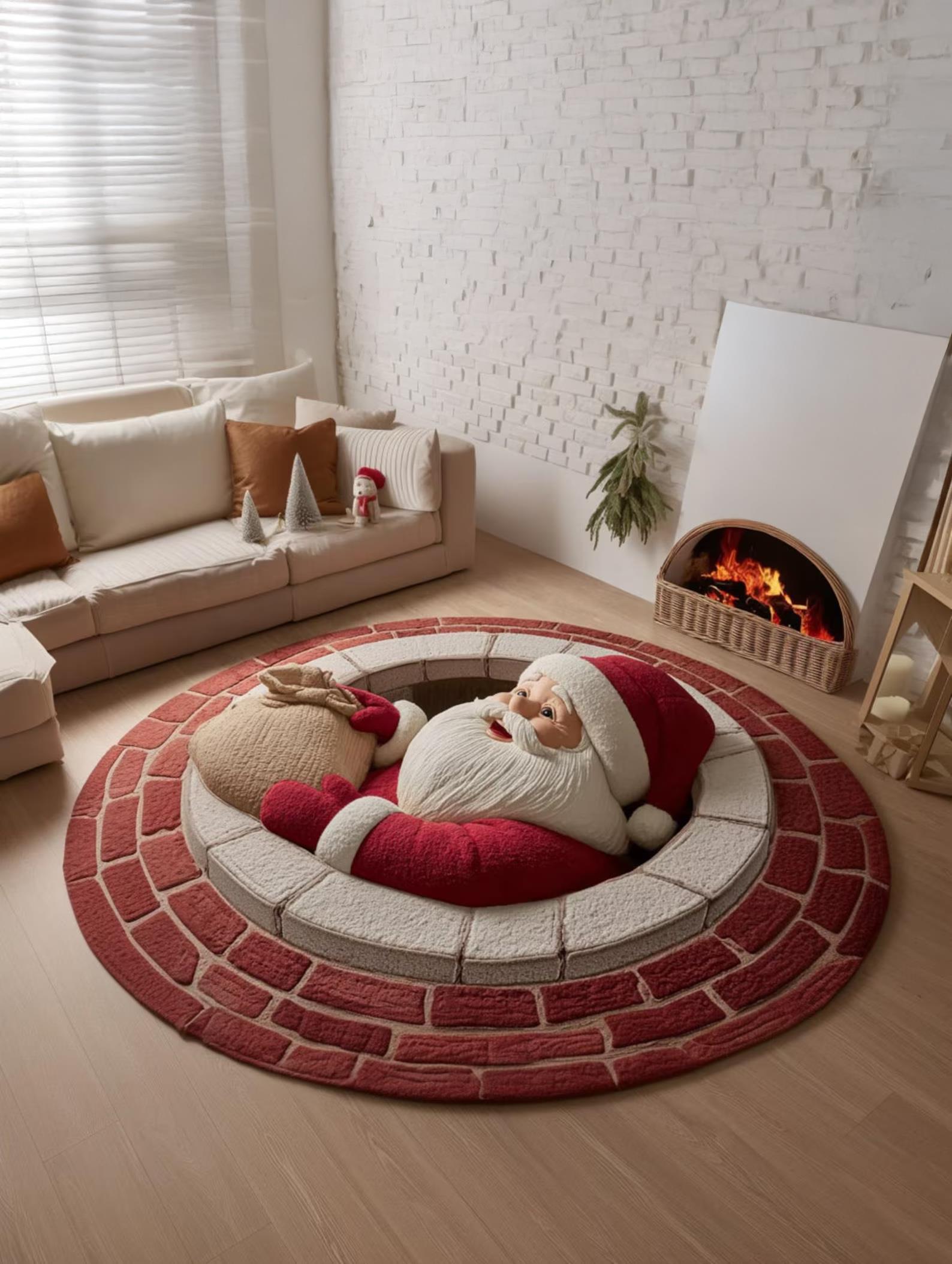 Çuvallı Noel Baba Yılbaşı Temalı Baskılı Dokuma Taban Halı 514 YNGMarkaev