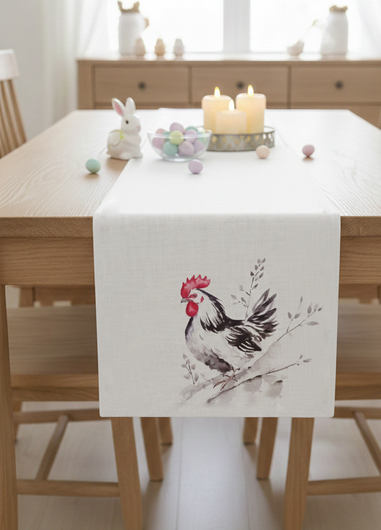 Easter Horoz Pamuklu Masa Runner 0112– 50x150 cmMarkaev