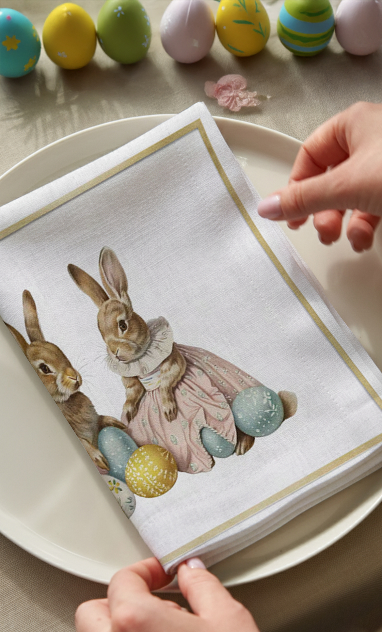 Easter Prenses Tavşan Pamuklu 4'lü Peçete TakımıMarkaev
