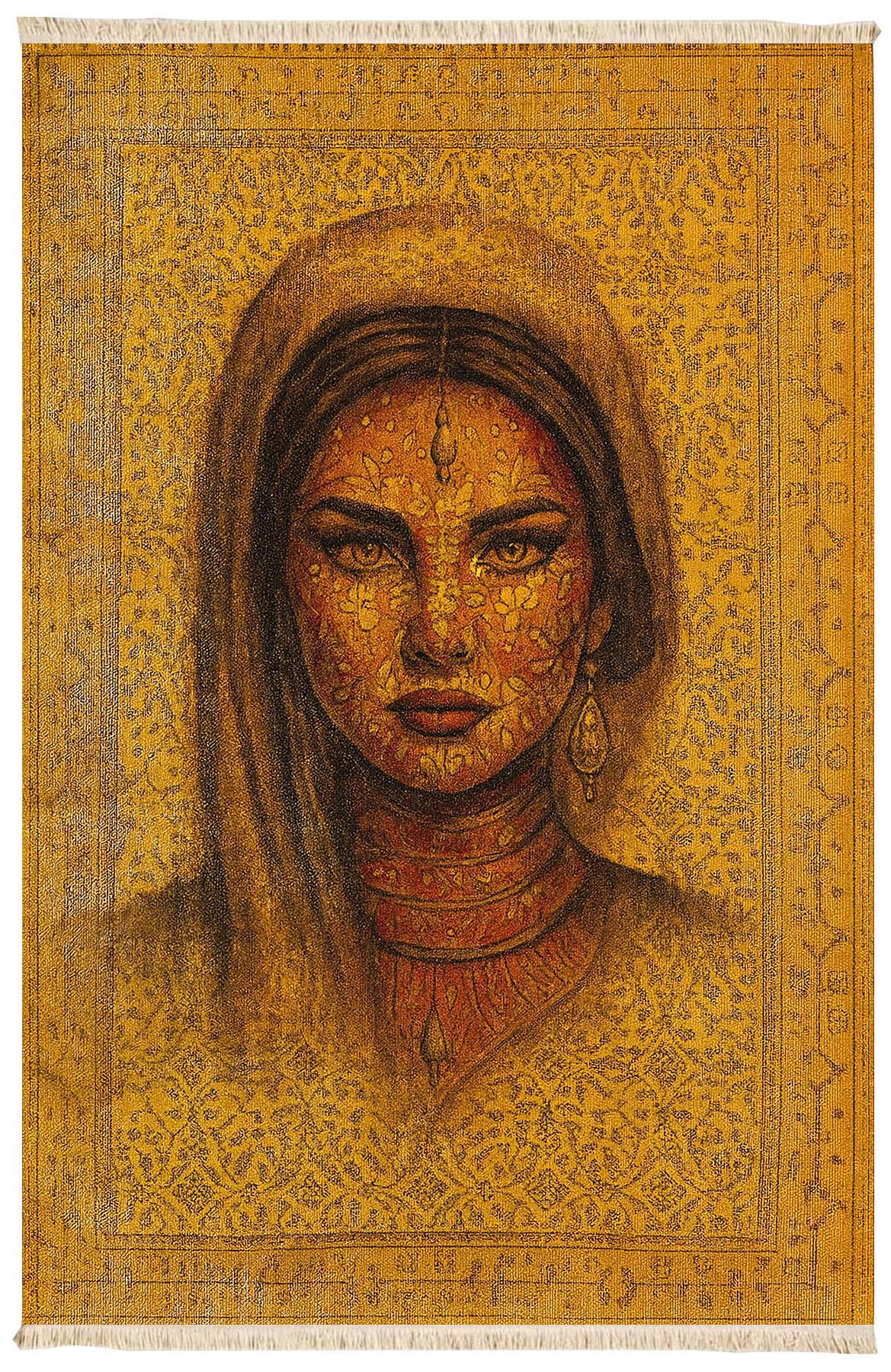 Etnik Portre Desenli Halı Kilim Dokuma Taban Halı 323 YNGMarkaev