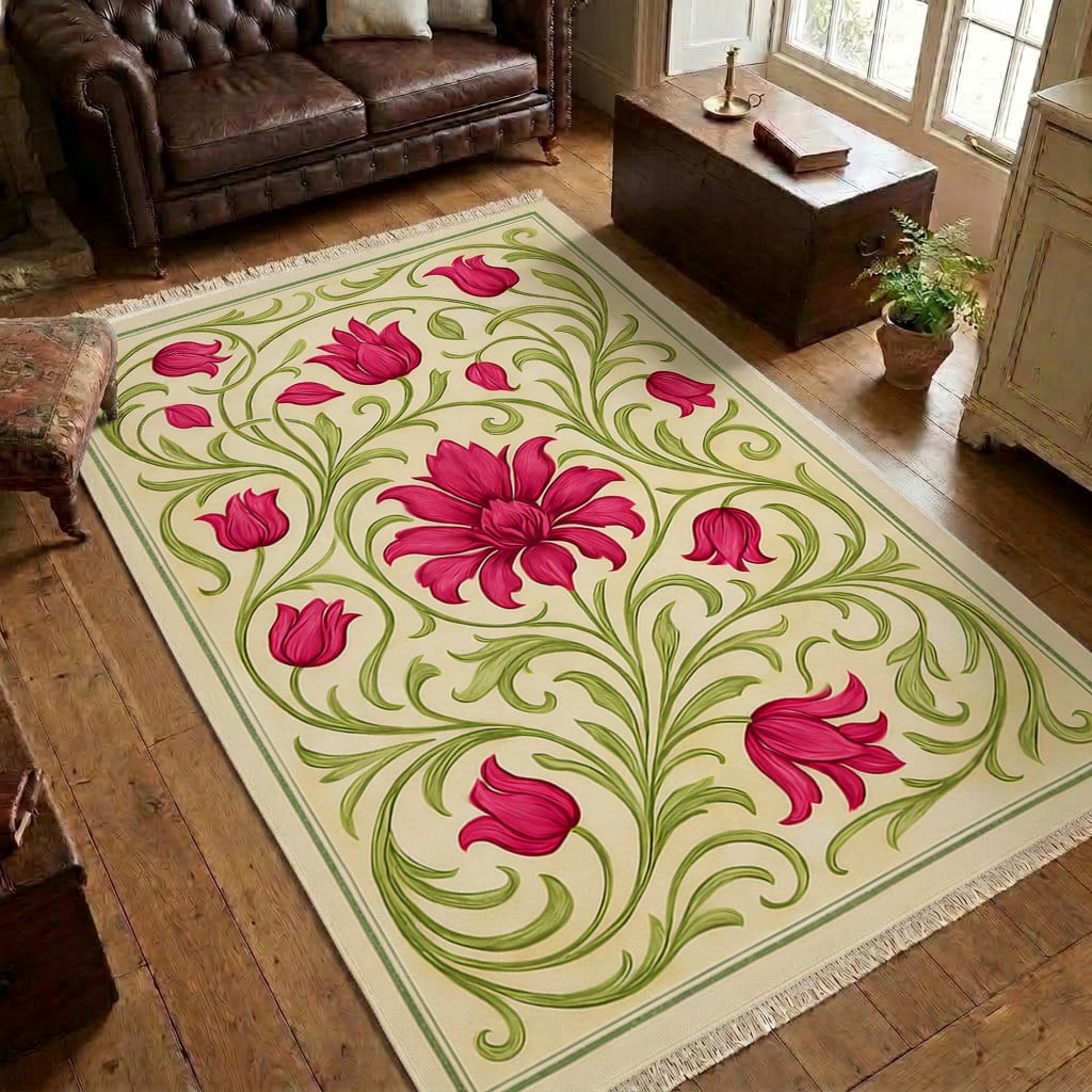 Fuşya Bahçe Dokuma Taban Halı 615 YNGMarkaev