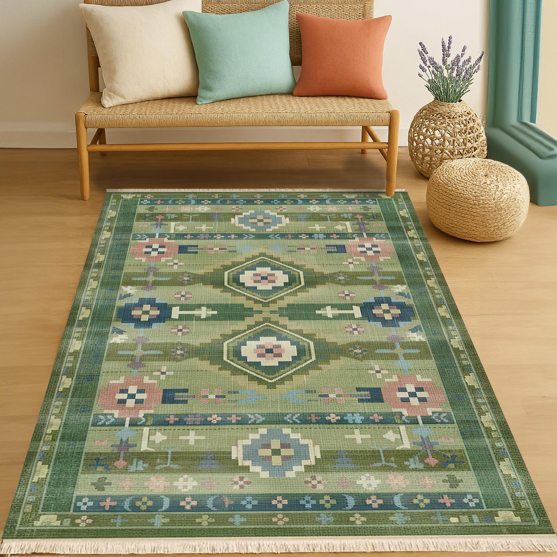 Geometrik Geleneksel Vintage Dokuma Taban Halı 369 YNGMarkaev