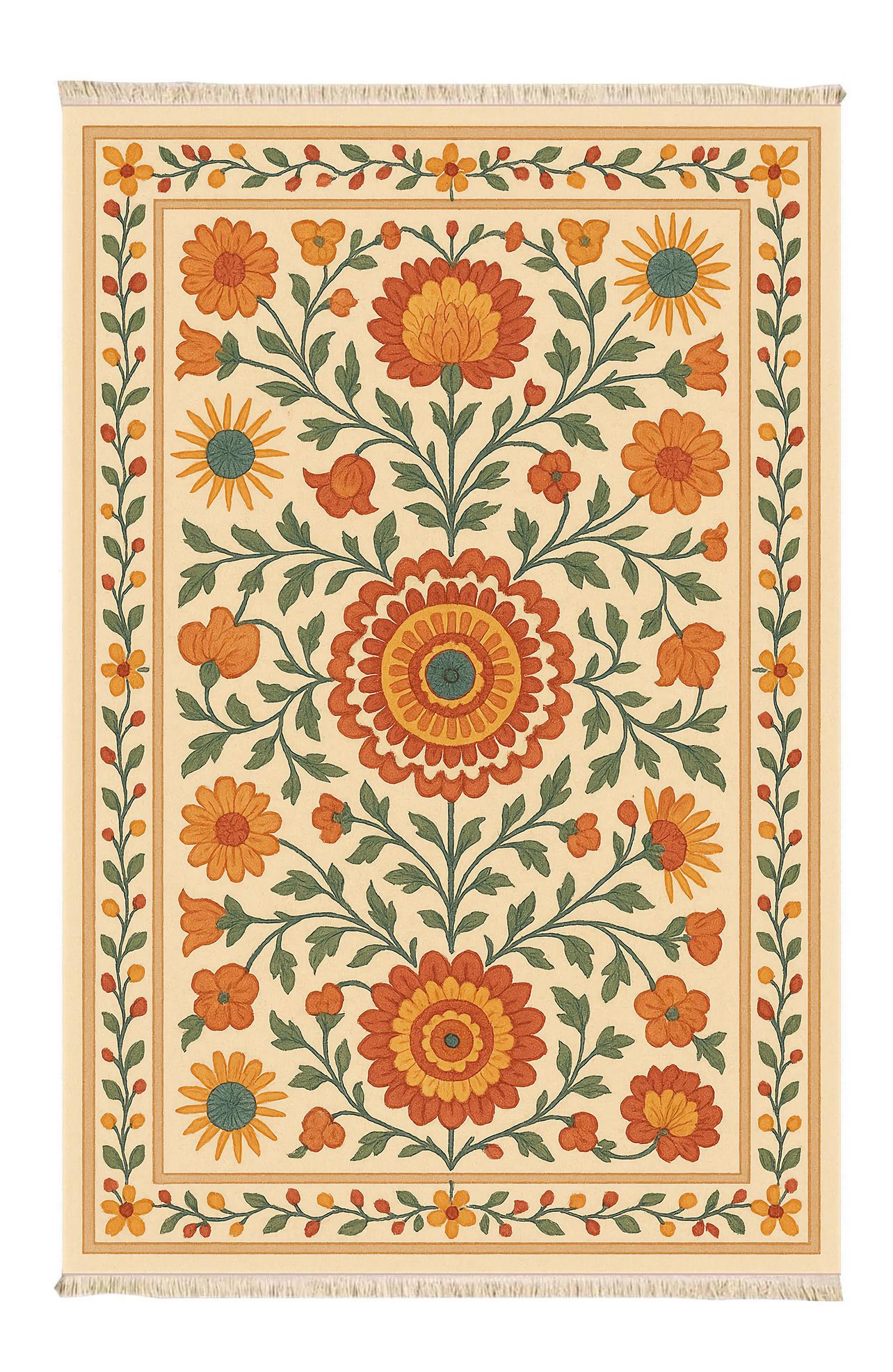 Güneş Bahçesi Vintage Dokuma Taban Halı 415 YNGMarkaev