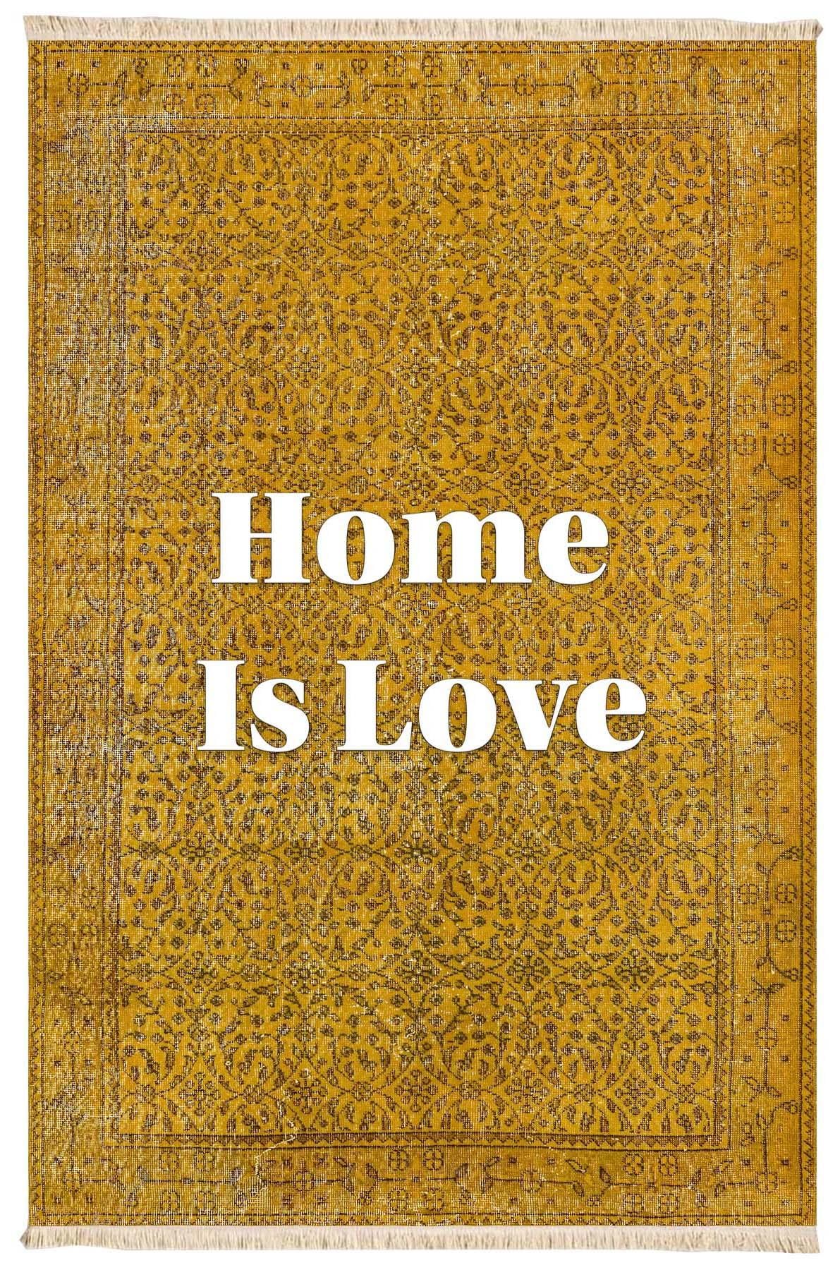 Home is Love Sarı Vintage Kilim Dokuma Taban Halı 318 YNGMarkaev