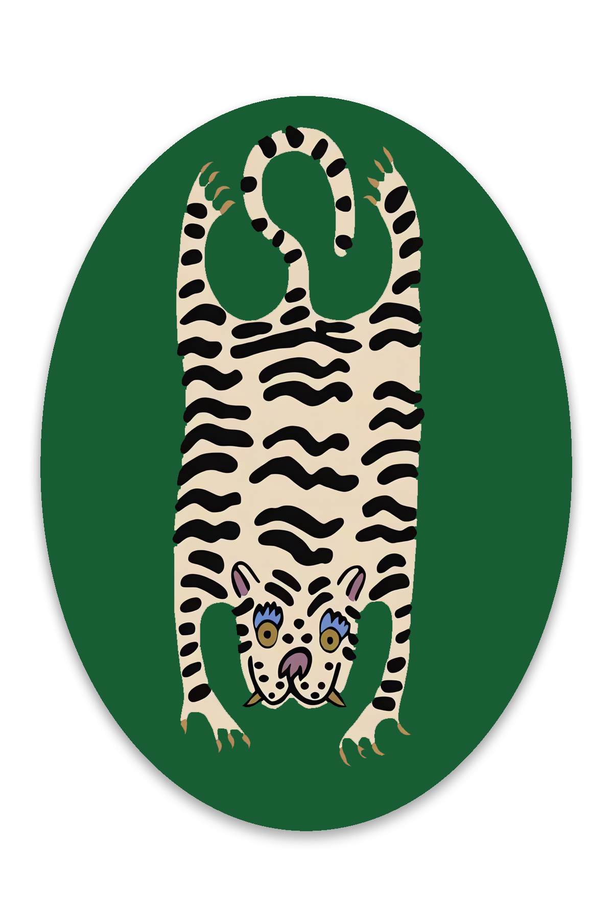 Kaplan Post Baskılı Oval Dokuma Taban Halı 183 YNGMarkaev