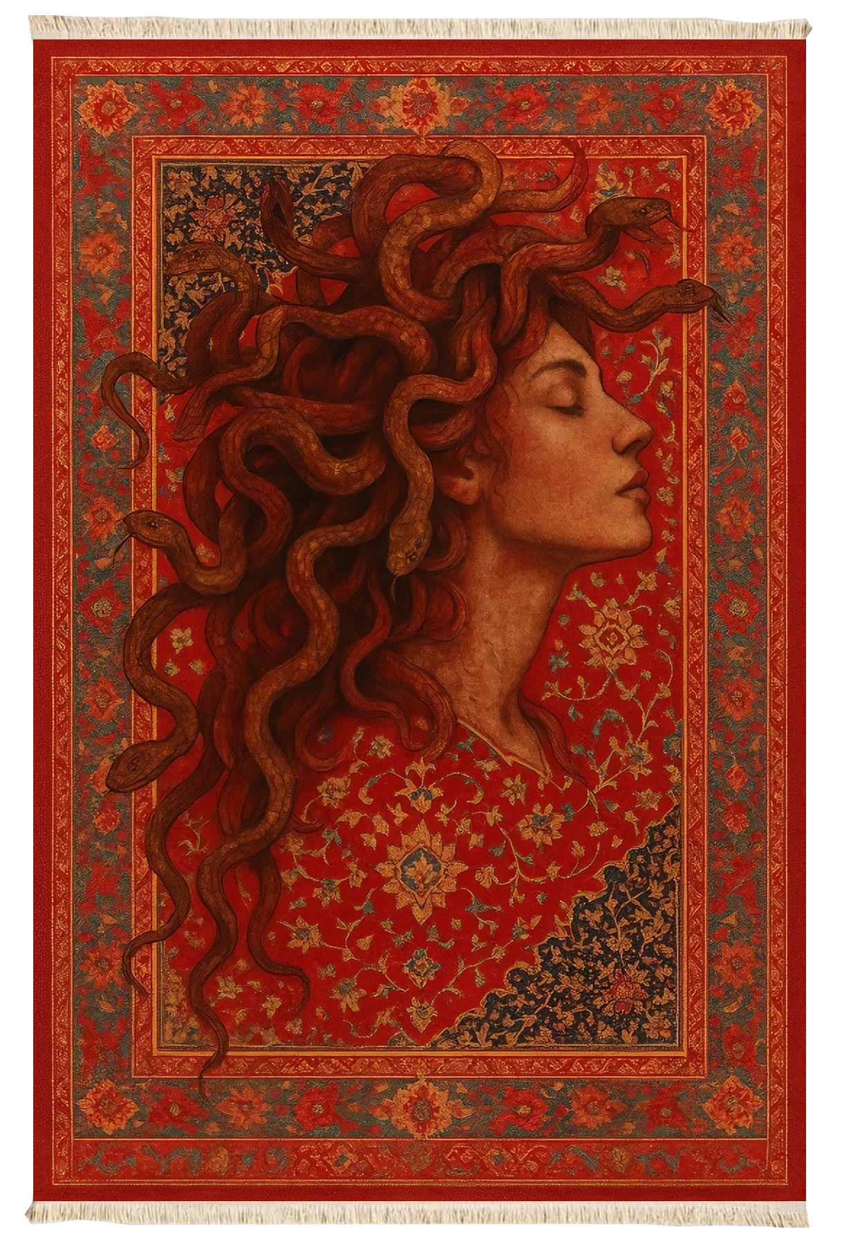 Kırmızı Medusa Vintage Dokuma Taban Halı 360 YNGMarkaev
