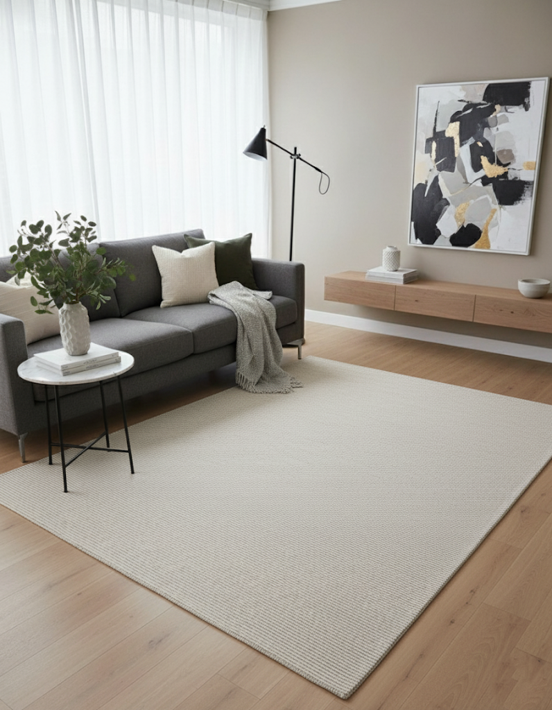 Krem Renk Modern Sisal Halı 3935v KremMarkaev