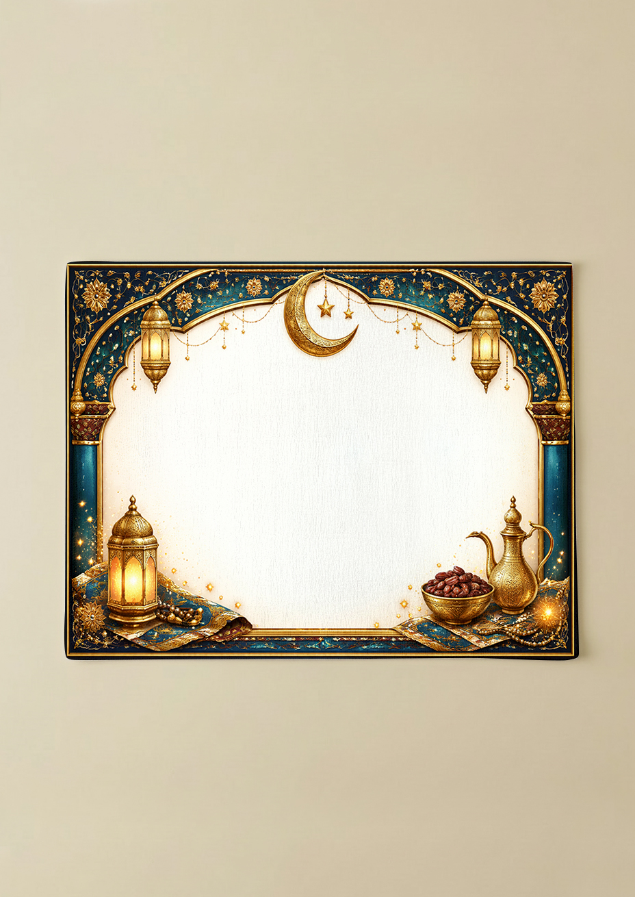 Lacivert Ramadan Pamuklu 4'lü Amerikan Servis TakımıMarkaev