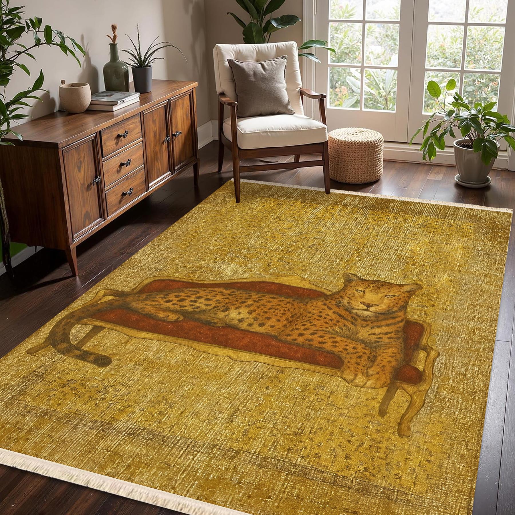 Leopar Vintage Dokuma Taban Halı 358 YNGMarkaev