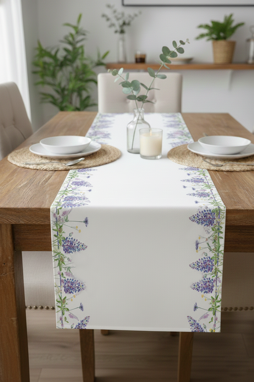 Leylak Rüyası Pamuklu Masa Runner 0060– 50x150 cmMarkaev