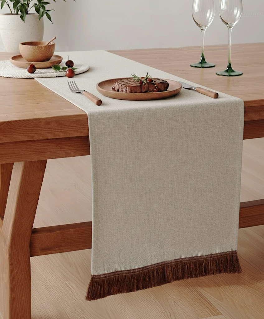 Lite Kahverengi Saçak Detaylı  Runner 50x140Markaev