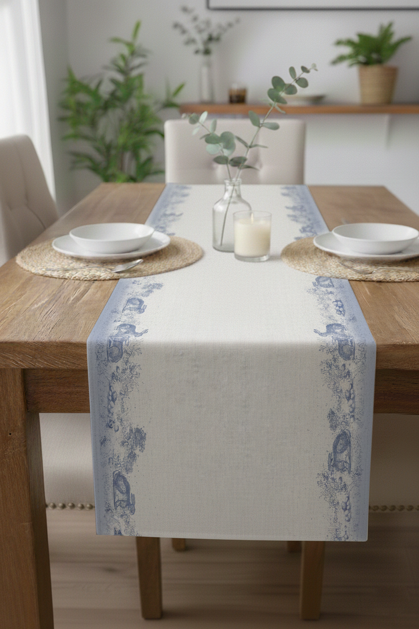 Masal Ormanı Pamuklu Masa Runner 0070– 50x150 cmMarkaev