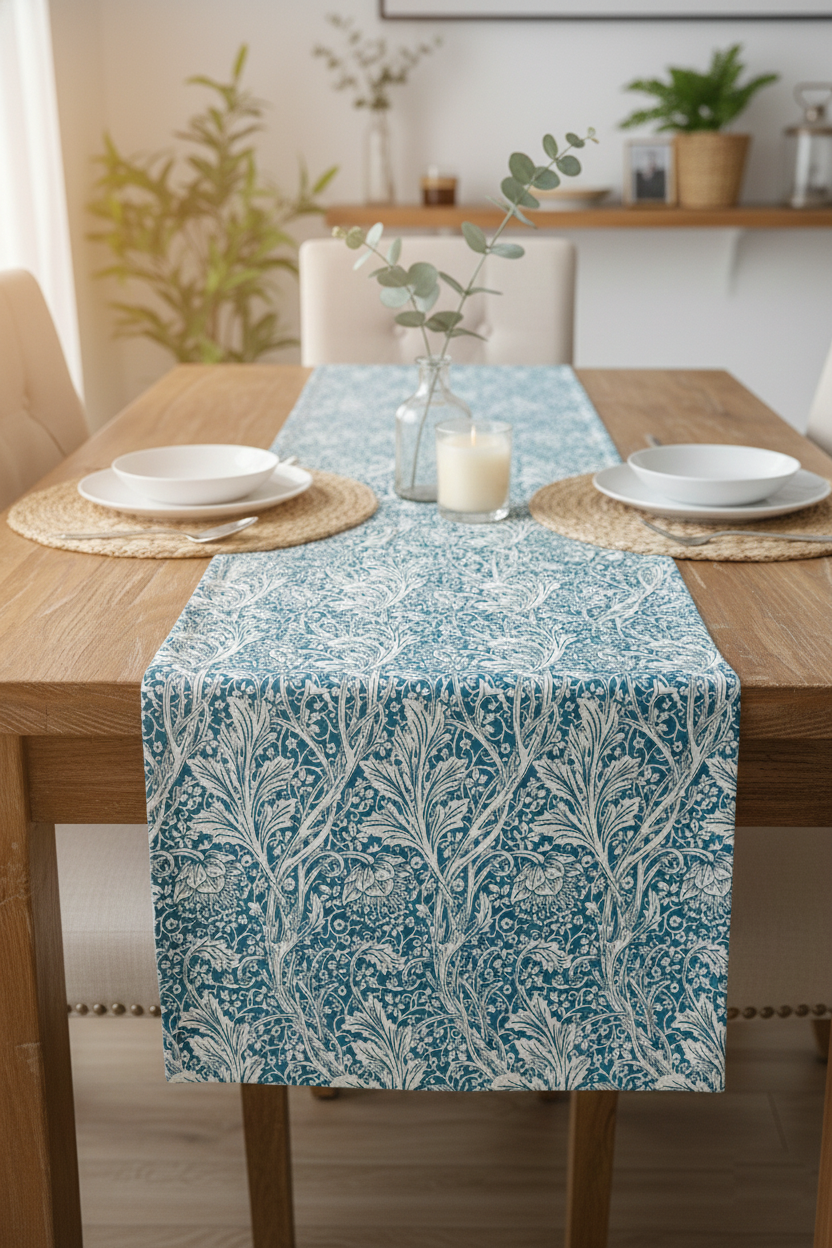 Mavi Bahar Pamuklu Masa Runner 0054– 50x150 cmMarkaev