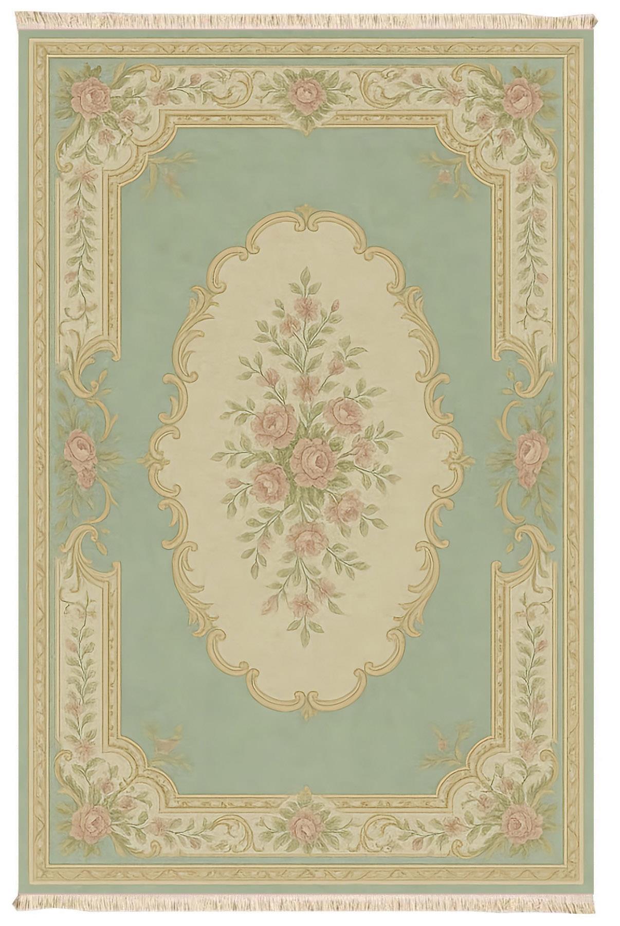 Mint Yeşili Vintage Dokuma Taban Halı 385 YNGMarkaev